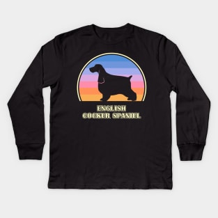 English Cocker Spaniel Vintage Sunset Dog Kids Long Sleeve T-Shirt